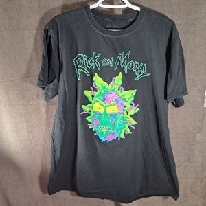 Adult Swim Rick and Morty Infected Rick Black with Neon Graphic Tee G M